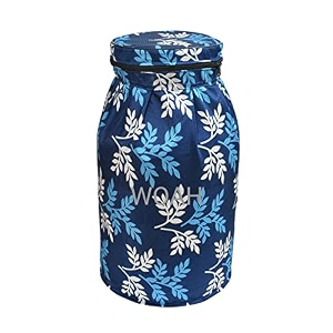 woah lpg gas cylinder cover  dustproof stain-resistant pvc coated polyester blue leaf design fits standard size pack of 1