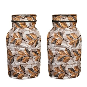 woah lpg gas cylinder cover  dustproof stain-resistant pvc coated polyester blue leaf design black golden leaf pack of 2 52x52x67 cm