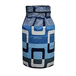 woah lpg gas cylinder cover  dustproof stain-resistant pvc coated polyester blue leaf design fits standard size pack of 1 blue box