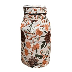 woah lpg gas cylinder cover  dustproof stain-resistant pvc coated polyester blue leaf design fits standard size pack of 1 orange flower