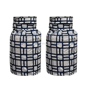 woah lpg gas cylinder cover  dustproof stain-resistant pvc coated polyester blue leaf design fits standard size pack of 2 blue block