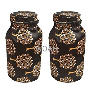 woah lpg gas cylinder cover  dustproof stain-resistant pvc coated polyester blue leaf design fits standard size pack of 2 coffee tree