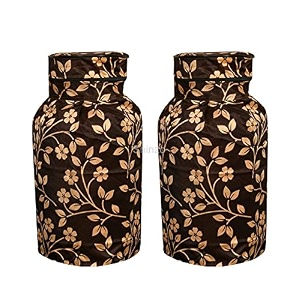 woah lpg gas cylinder cover  dustproof stain-resistant pvc coated polyester blue leaf design fits standard sizepack of 2 coffee leaf