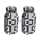 Woah LPG Gas Cylinder Cover – Dustproof, Stain-Resistant, PVC Coated Polyester, Blue Leaf Design, Fits Standard Size (Pack of 2, Grey Box)