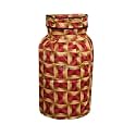 Woah LPG Gas Cylinder Cover – Dustproof, Stain-Resistant, PVC Coated Polyester, Blue Leaf Design, Fits Standard Size (Pack of 1, Red Golden)