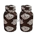 Woah LPG Gas Cylinder Cover – Dustproof, Stain-Resistant, PVC Coated Polyester, Blue Leaf Design, Fits Standard Size (Pack of 2, Coffee Embroider)