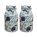 Woah LPG Gas Cylinder Cover – Dustproof, Stain-Resistant, PVC Coated Polyester, Blue Leaf Design, Fits Standard Size (Pack of 2)