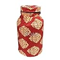 Woah LPG Gas Cylinder Cover – Dustproof, Stain-Resistant, PVC Coated Polyester, Blue Leaf Design, Fits Standard Size (Pack of 1, Red Embroider)