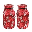 Woah LPG Gas Cylinder Cover – Dustproof, Stain-Resistant, PVC Coated Polyester, Blue Leaf Design, Fits Standard Size (Pack of 2, Red Leaf)