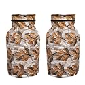 Woah LPG Gas Cylinder Cover – Dustproof, Stain-Resistant, PVC Coated Polyester, Blue Leaf Design, Black Golden Leaf, Pack of 2, 52x52x67 CM
