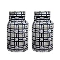 Woah LPG Gas Cylinder Cover – Dustproof, Stain-Resistant, PVC Coated Polyester, Blue Leaf Design, Fits Standard Size (Pack of 2, Blue Block)