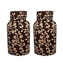 Woah LPG Gas Cylinder Cover – Dustproof, Stain-Resistant, PVC Coated Polyester, Blue Leaf Design, Fits Standard Size(Pack of 2, Coffee Leaf)