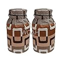 Woah LPG Gas Cylinder Cover – Dustproof, Stain-Resistant, PVC Coated Polyester, Blue Leaf Design, Fits Standard Size (Pack of 2, Brown Box)