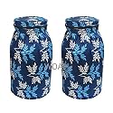 Woah LPG Gas Cylinder Cover – Dustproof, Stain-Resistant, PVC Coated Polyester, Blue Leaf Design, Fits Standard Size (Pack of 2)