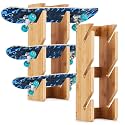 Woanger 2 Pack Skateboard Rack Skateboard Wall Mount Display Holds 3 Boards Skateboard Hanger Sustainable Bamboo Skateboard Holder Wall Mount for Storage Home Garage Snowboard Indoor Organizer Skate