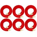 Woanger 6 Pack 5 Feet Velvet Stanchion Rope Crowd Control, Red
