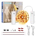 WOBANE 16.4ft Dual Motion Sensor Under Bed Lights,Rechargeable LED Strip