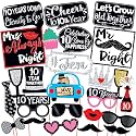 Wobbox 10th Anniversary Photo Booth Party Props DIY Kit, Red Gliter &amp; Black, Anniversary Party Decoration