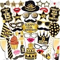 WOBBOX 15th Birthday Photo Booth Props - Black &amp; Golden, Party Decoration, Props (WOBOX1821)
