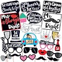 Wobbox 1st Anniversary Photo Booth Party Props DIY Kit, Red Gliter &amp; Black, Anniversary Party Decoration