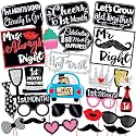 Wobbox 1st Month Anniversary Photo Booth Party Props DIY Kit, Red Gliter &amp; Black, Anniversary Party Decoration
