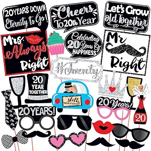 wobbox 20th anniversary photo booth party props diy kit red gliter amp black anniversary party decoration