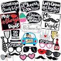 Wobbox 20th Anniversary Photo Booth Party Props DIY Kit, Red Gliter & Black, Anniversary Party Decoration