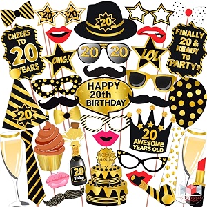 wobbox 20th birthday photo booth party props black amp golden birthday party decoration birthday party item birthday party props model wobox1824