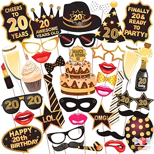 wobbox 20th birthday photo booth party props brown amp golden glitter birthday party decoration birthday party item