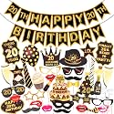 Wobbox 20th Birthday Photo Booth Party Props Brown &amp; Golden Glitter with 20th Birthday Bunting Banner, Birthday Party Decoration, Birthday Party Item