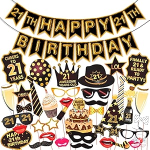 wobbox 21th birthday photo booth party props brown amp golden glitter with 21th birthday bunting banner birthday party decoration birthday party item