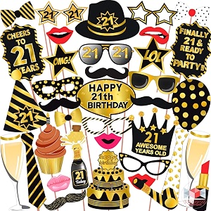 wobbox 21th birthday photo booth party props black amp golden birthday party decoration birthday party item birthday party props