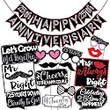 Wobbox 25th Anniversary Photo Booth Party Props DIY Kit with 25th Anniversary Bunting Banner, Red Gliter &amp; Black, Anniversary Party Decoration
