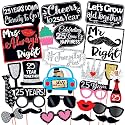 Wobbox 25th Anniversary Photo Booth Party Props DIY Kit, Red Gliter &amp; Black, Anniversary Party Decoration