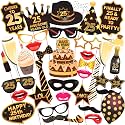 WOBBOX 25th Birthday Photo Booth Party Props Brown &amp; Golden Glitter, Birthday Party Decoration, Birthday Party Item (WOBOX1770)