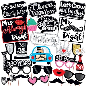 wobbox 30th anniversary photo booth party props diy kit red gliter amp black anniversary party decoration
