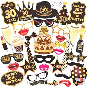 wobbox 30th birthday photo booth party props brown amp golden glitter birthday party decoration birthday party item model wobox1771