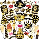 Wobbox 30th Birthday Photo Booth Party Props - Black &amp; Golden Decoration Items