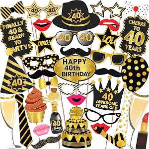 wobbox 40th birthday photo booth props black amp golden birthday party decoration party props wobox1829