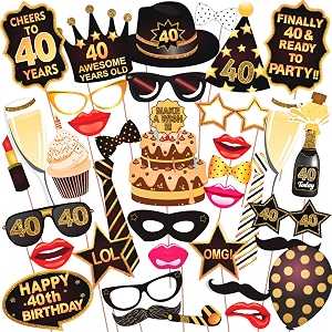 wobbox 40th birthday photo booth party props brown amp golden glitter birthday party decoration birthday party item