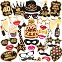 Wobbox 40th Birthday Photo Booth Party Props Brown &amp; Golden Glitter, Birthday Party Decoration, Birthday Party Item