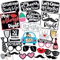 Wobbox 50th Anniversary Photo Booth Party Props DIY Kit, Red Gliter &amp; Black, Anniversary Party Decoration