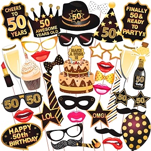 wobbox 50th birthday photo booth party props brown amp golden glitter birthday party decoration birthday party item