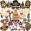 Wobbox 50th Birthday Photo Booth Party Props Brown &amp; Golden Glitter, Birthday Party Decoration, Birthday Party Item
