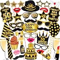 Wobbox 50th Birthday Photo Booth Props - Black &amp; Golden, Party Decoration, Props