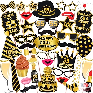 wobbox 55th birthday photo booth party props black amp golden birthday party decoration birthday party item birthday party props