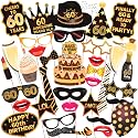 Wobbox 60th Birthday Photo Booth Party Props Brown &amp; Golden Glitter, Birthday Party Decoration, Birthday Party Item