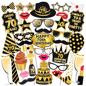 wobbox 70th birthday photo booth props black amp golden art paper photo booth props birthday party decoration