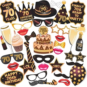 wobbox 70th birthday photo booth party props brown amp golden glitter birthday party decoration birthday party item