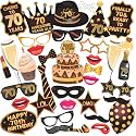 Wobbox 70th Birthday Photo Booth Party Props Brown &amp; Golden Glitter, Birthday Party Decoration, Birthday Party Item